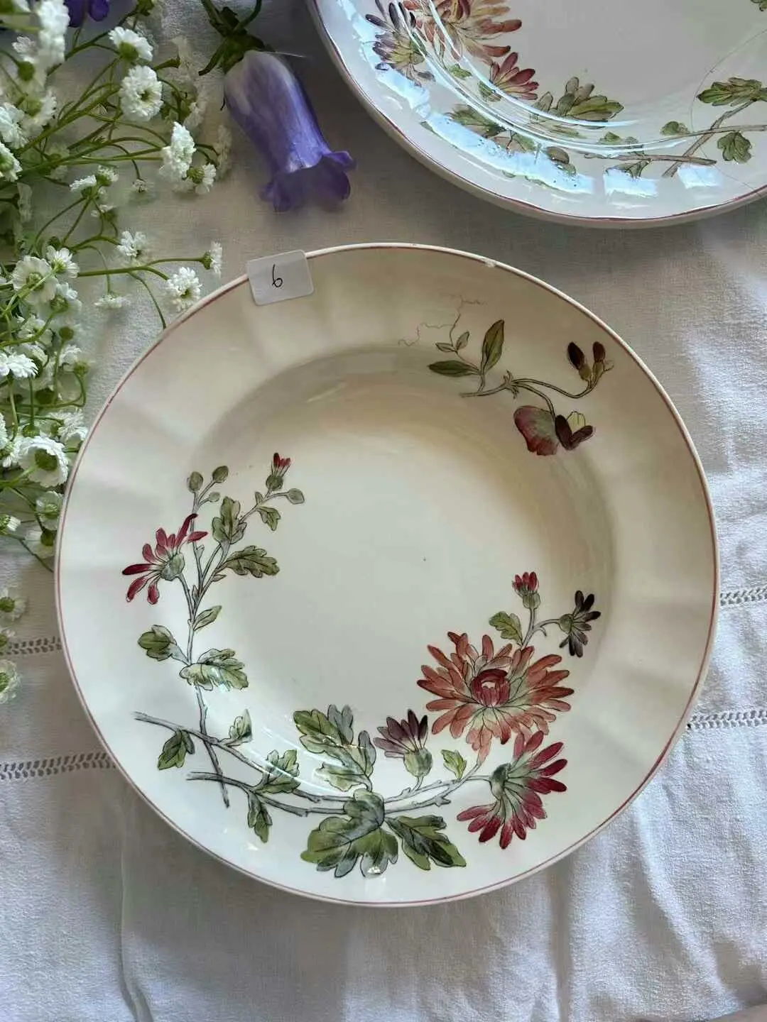 French Vintage Longchamps Hand-Painted Deep Plate (24 cm)