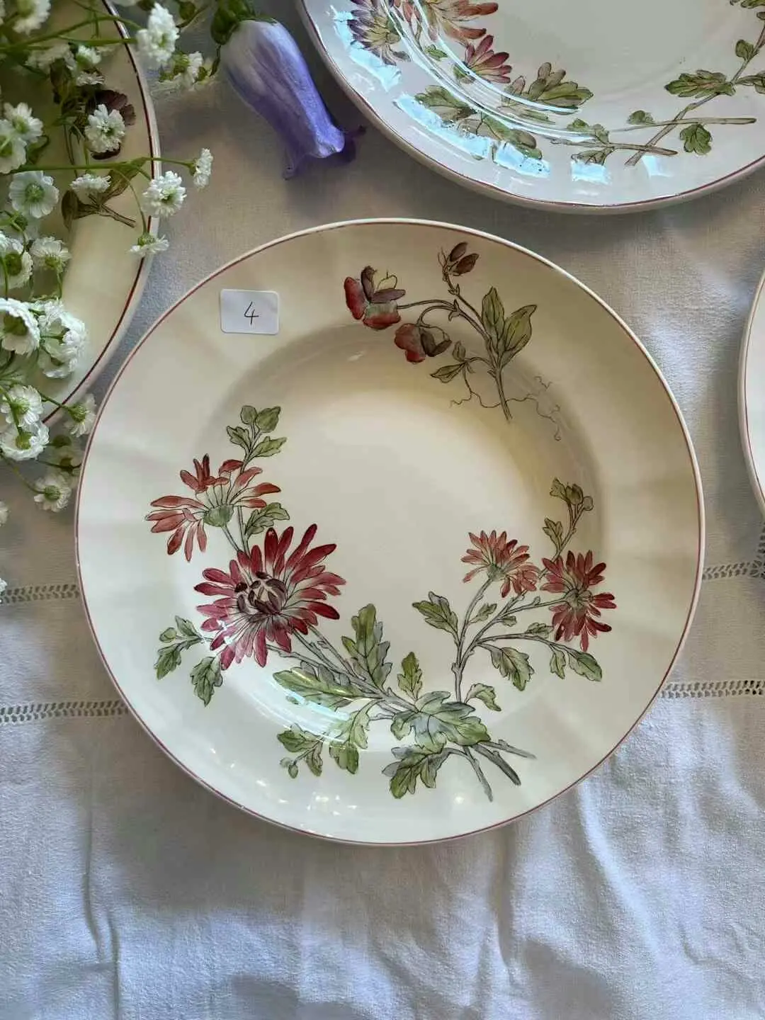 Longchamps French Vintage Hand-Painted Deep Plate, 24 cm