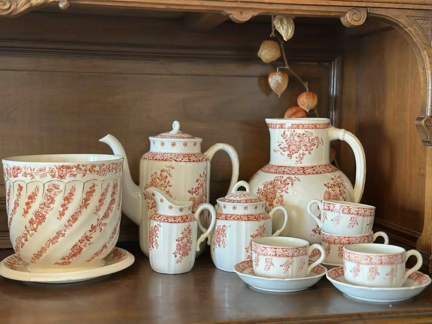 Dutch Antique Floral Jug, Planter & Teapot Set — Sold Individually