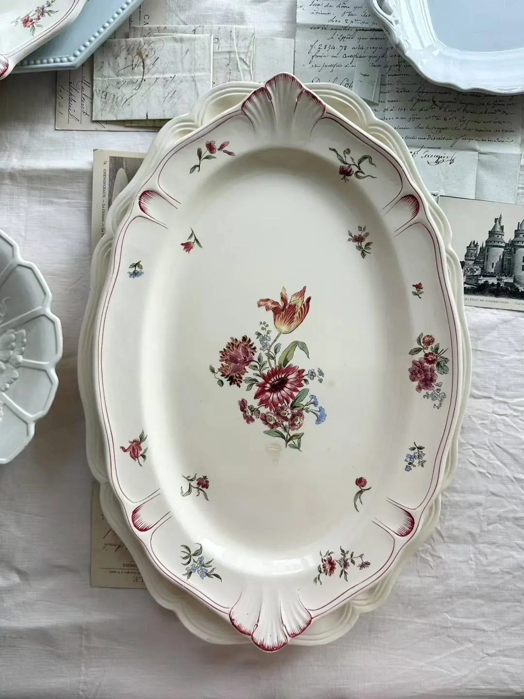 French Longchamp Large Hand-Painted Oval Platter