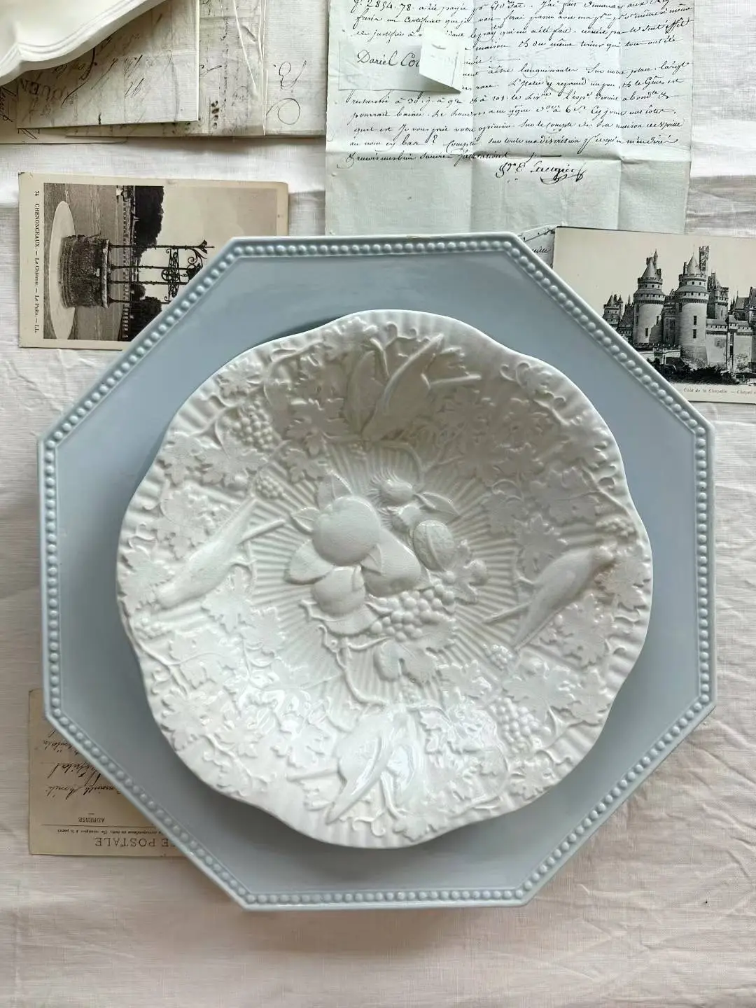 19th-Century P. REGOUT Molded White Relief Fruit Plate, Netherlands