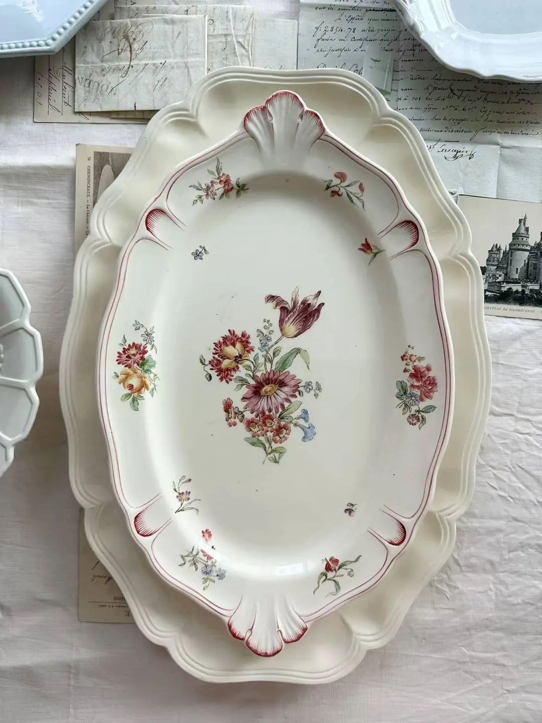 French Longchamp Hand-Painted Colored Oval Platter (Medium)