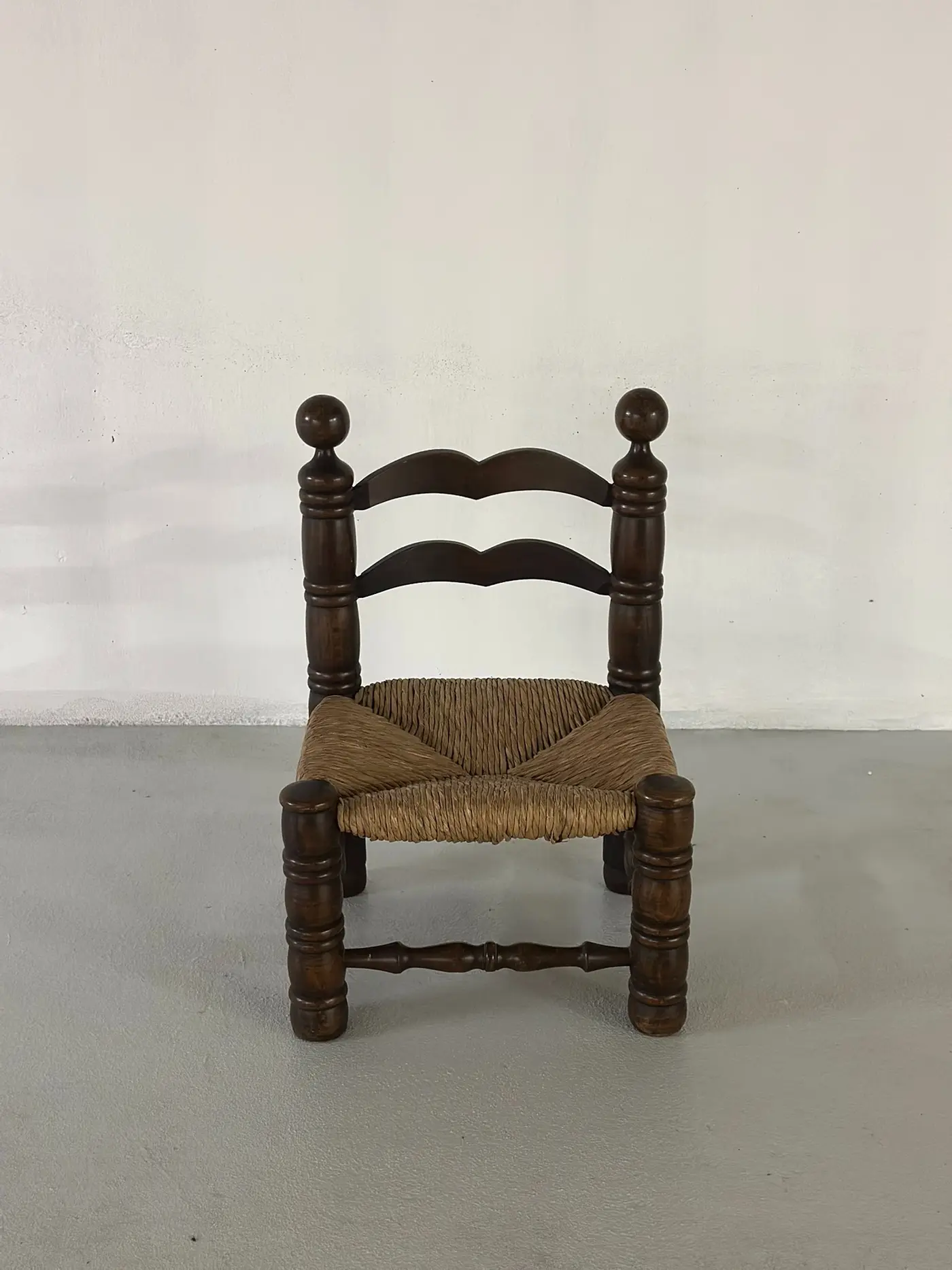 French Charles Dudouyt-Style Straw-Woven Low Stool