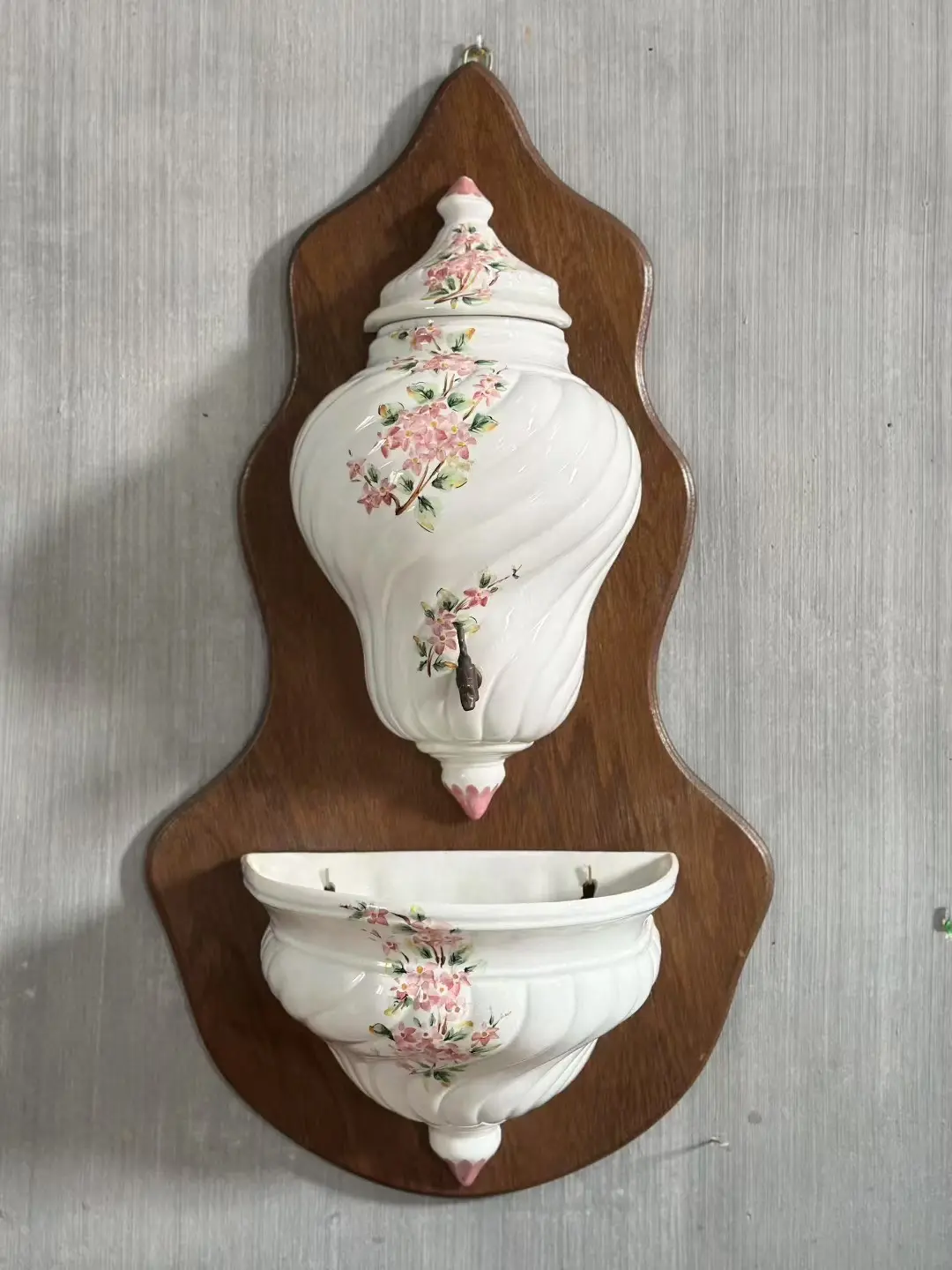 French Hand-Painted Floral Wall Fountain