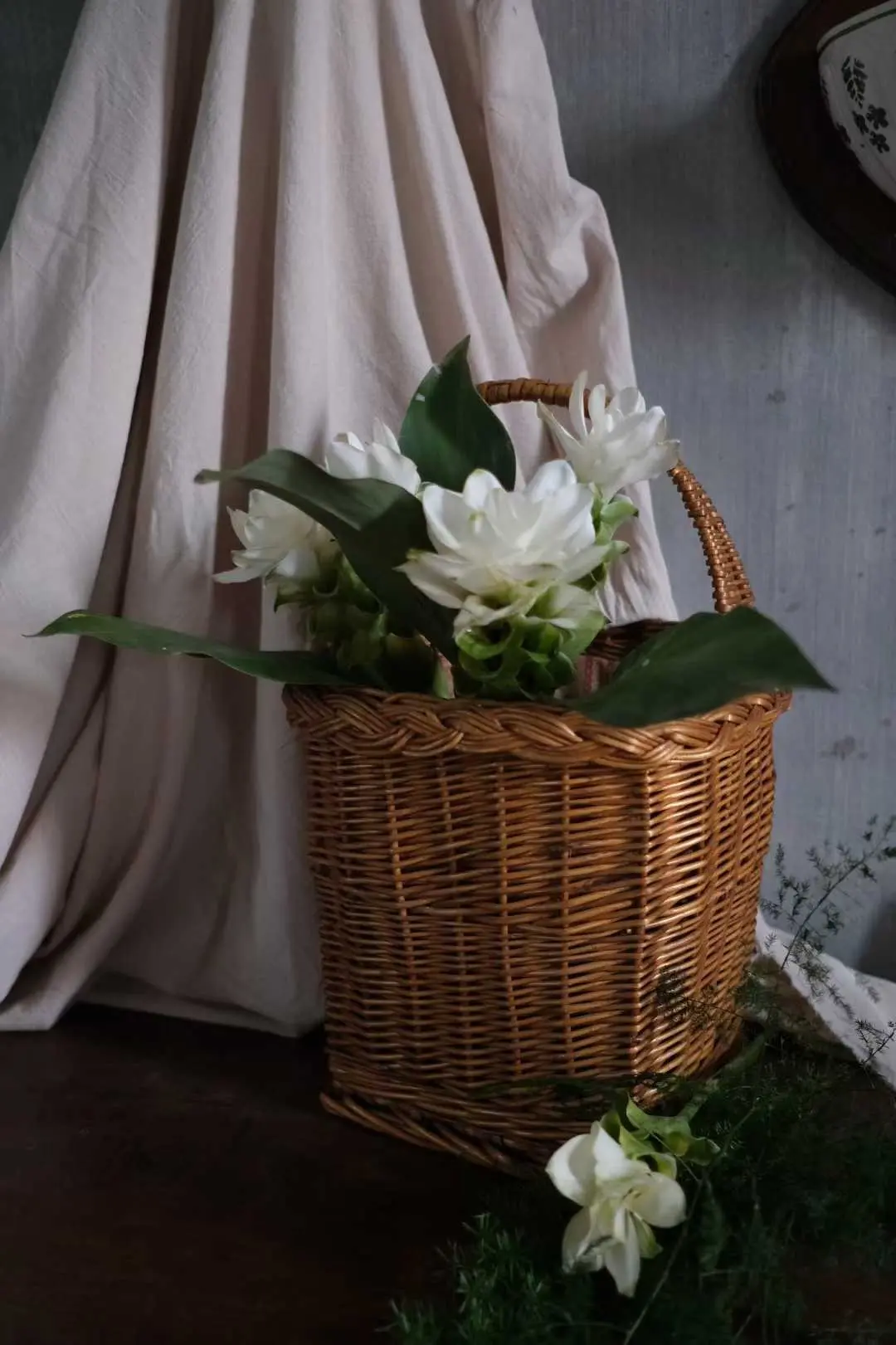 French Vintage Wicker Yarn Basket