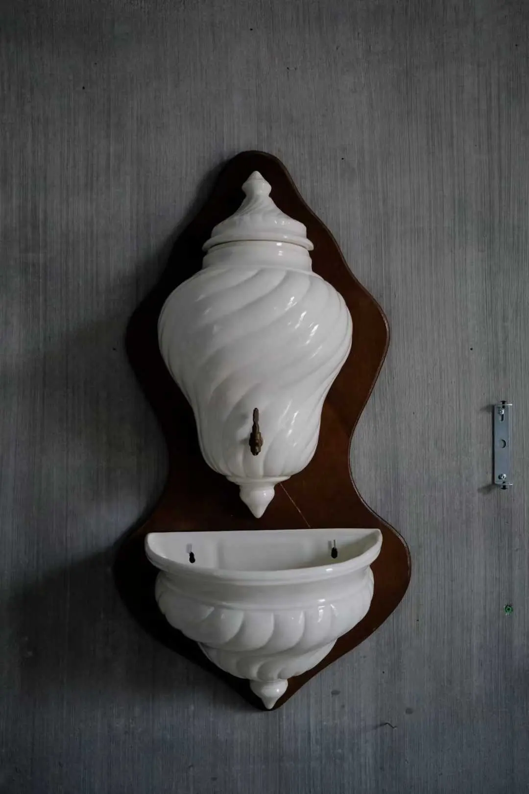 French Vintage Wall Fountain with Repairs and Wear