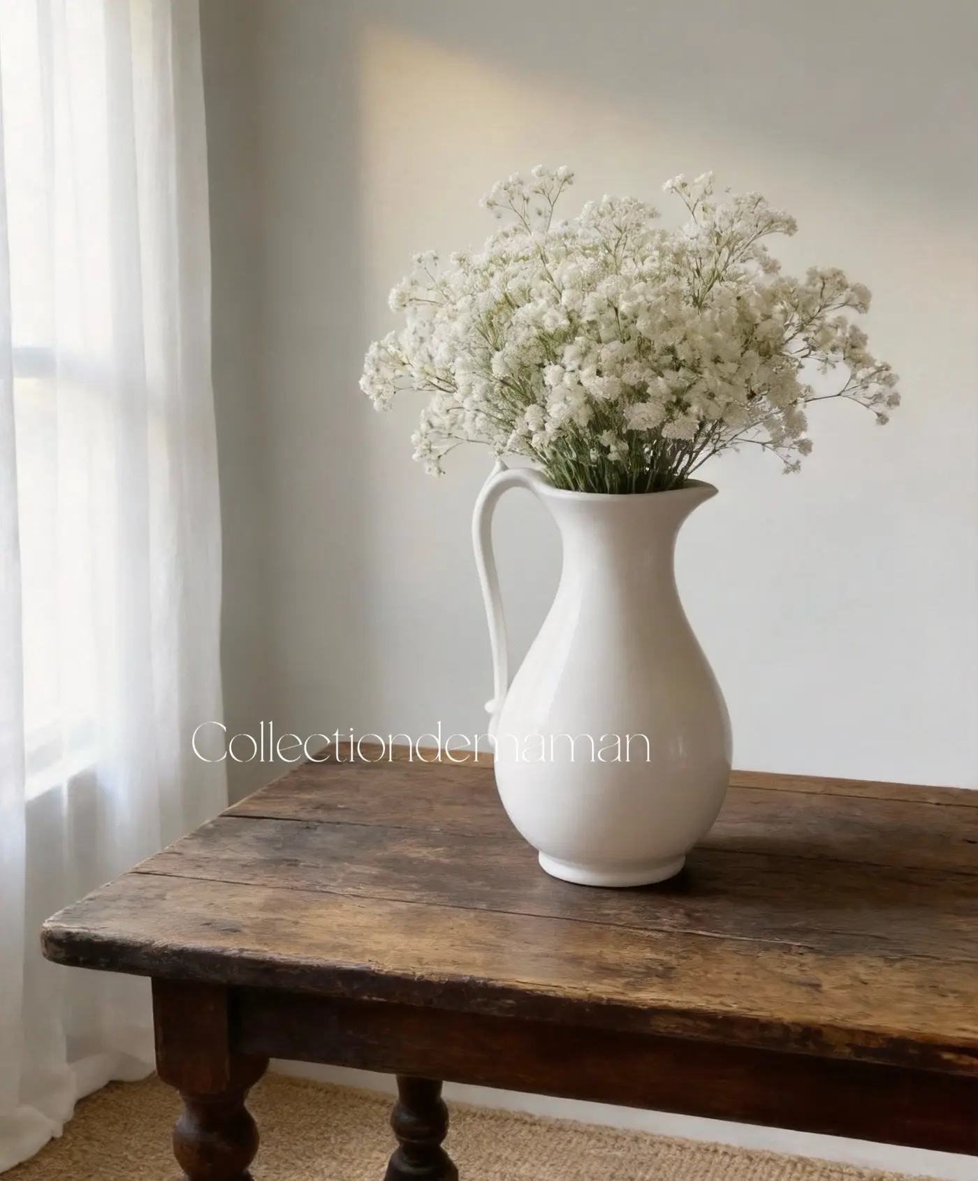 Dutch Unmarked White Ceramic Water Jug, 33 cm
