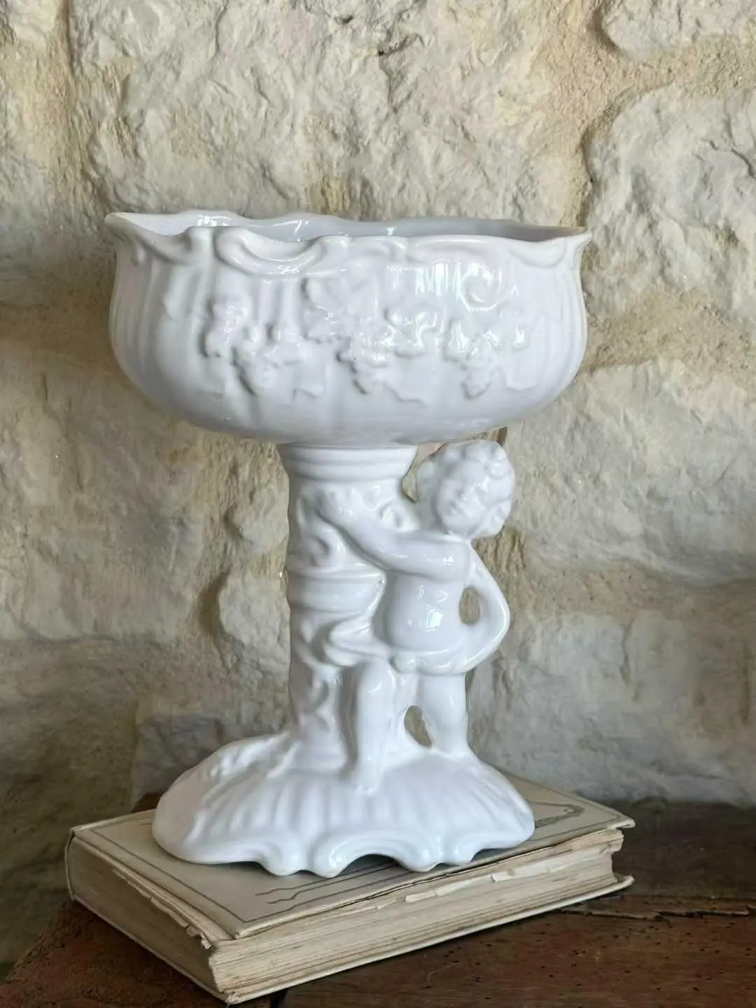Vintage Cherub Ceramic Fruit Compote