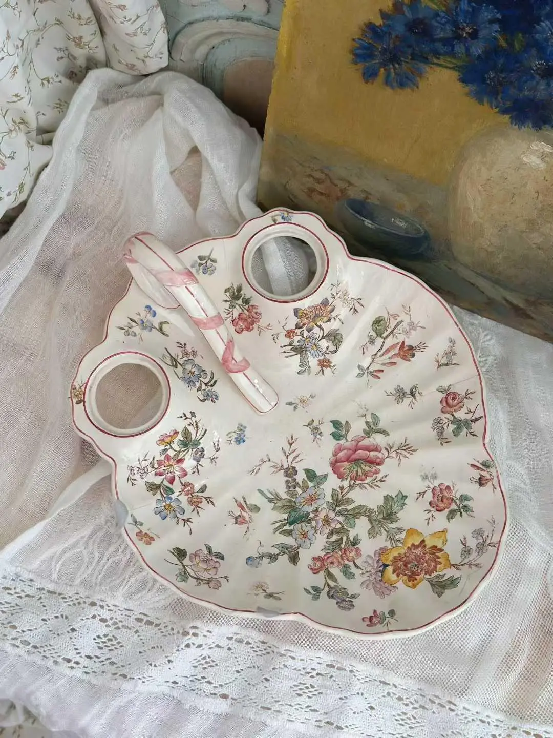 French Vintage Longchamp Hand-Painted Decorative Plate — Unique Piece