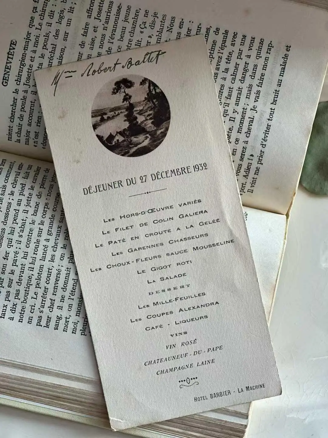 French Vintage Luncheon Menu, 1932