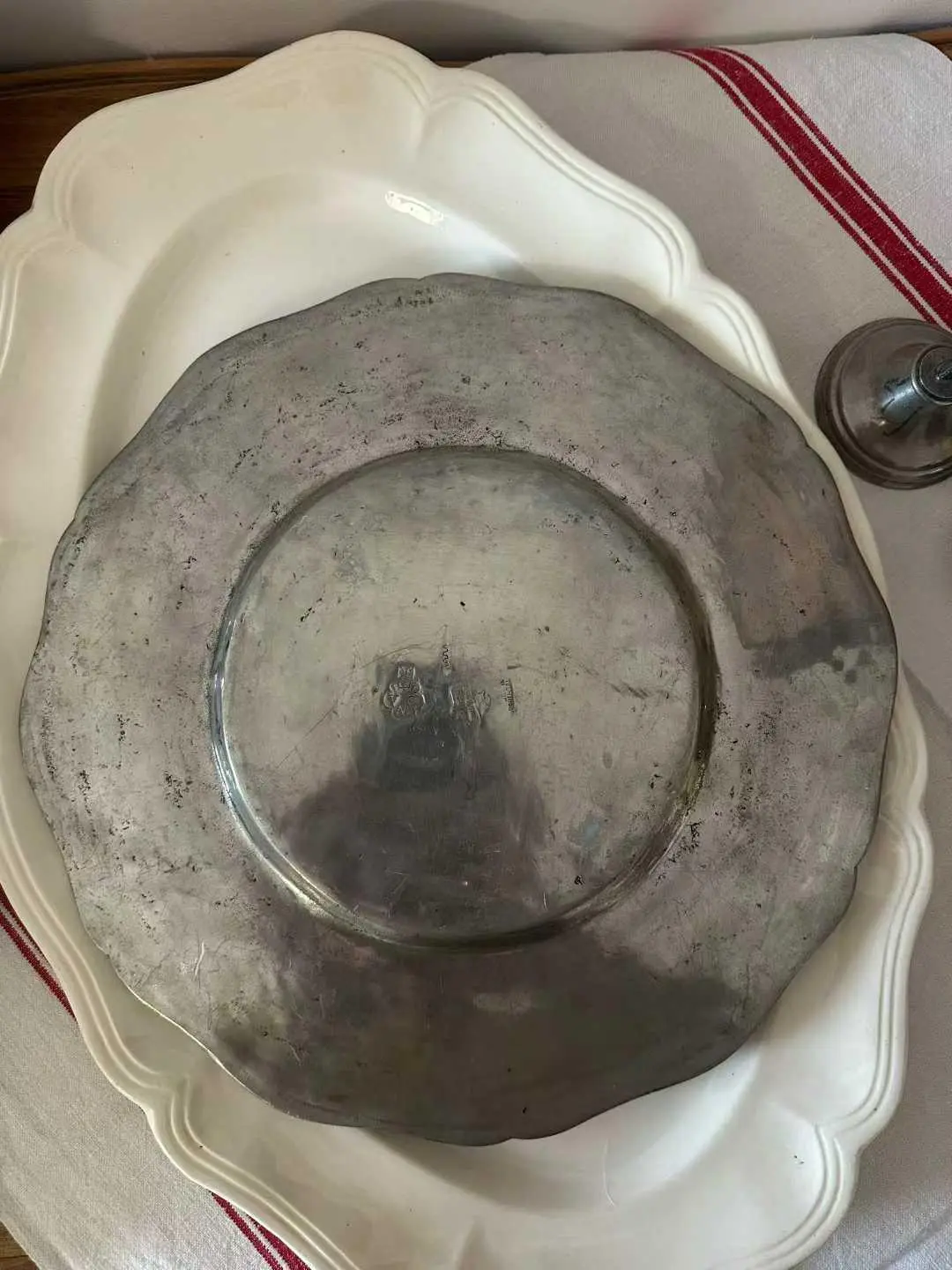 Portuguese Vintage Pewter Dish, 95% Tin, Lead-Free