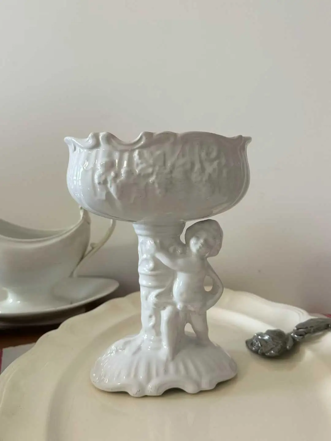 Vintage Angel Ceramic Fruit Cup and Dish