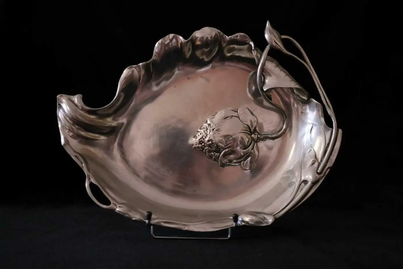 French Art Nouveau Vintage Pewter Tray