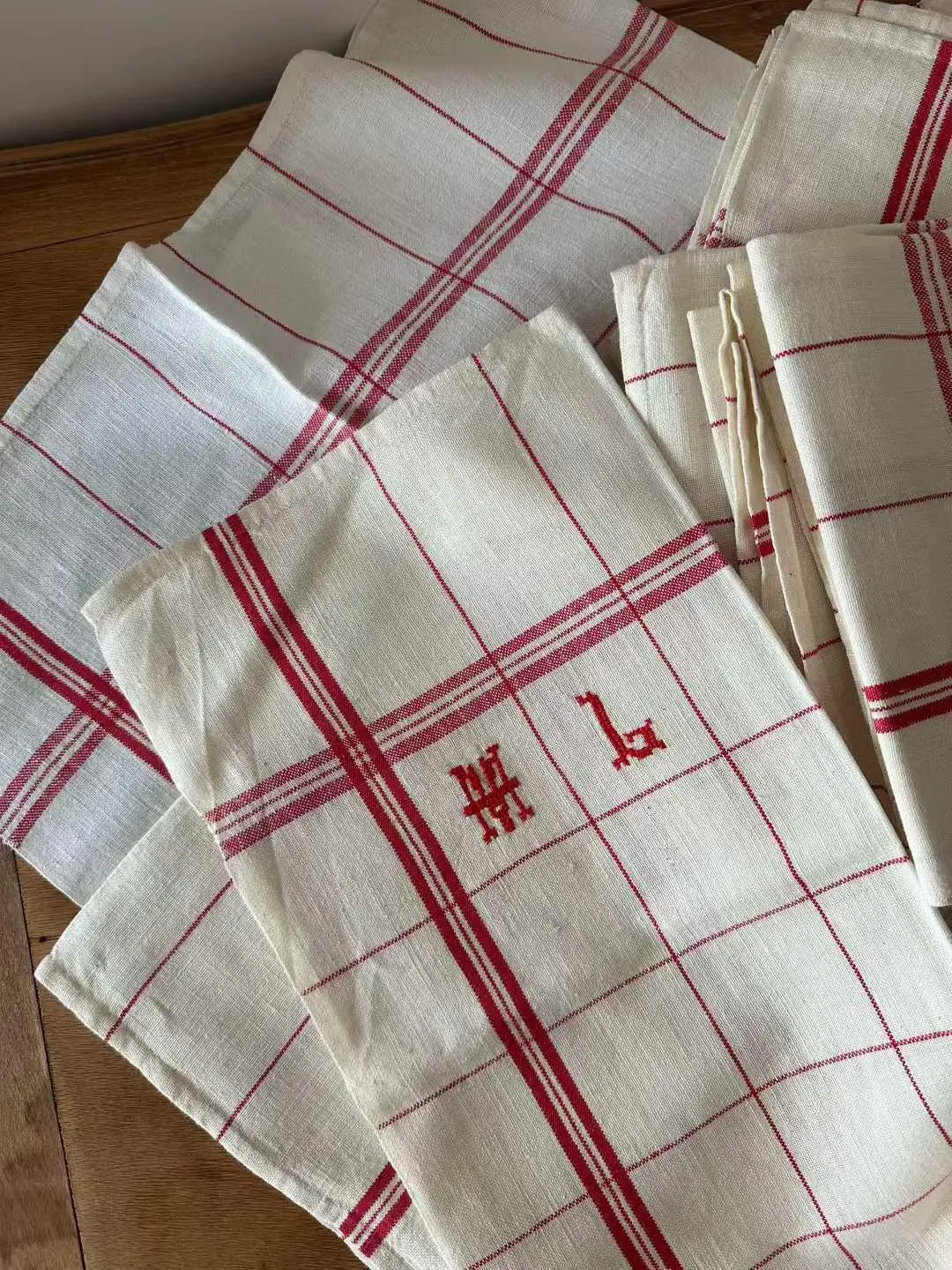 French vintage embroidered tablecloth