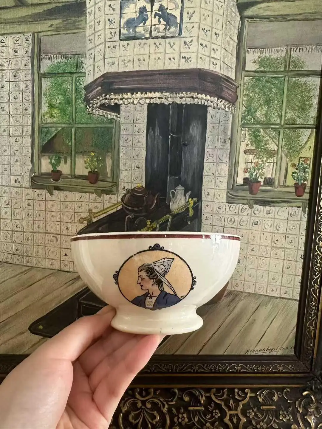 Vintage French Sarreguemines Portrait Bowl — Last One