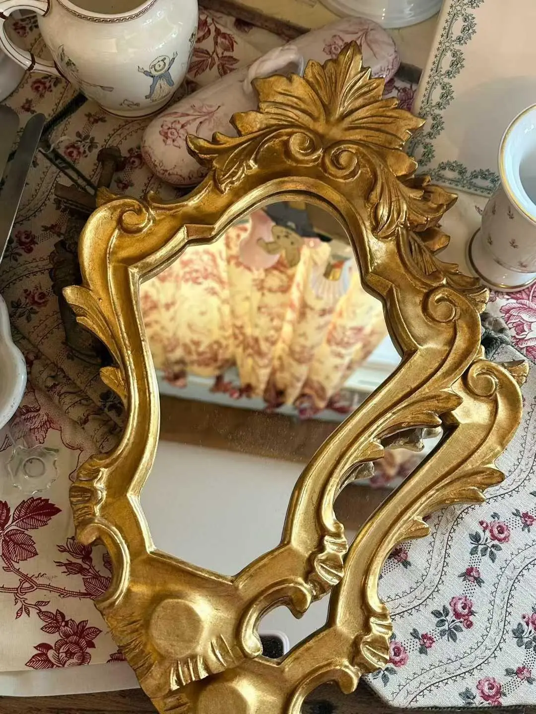 Pair of French Vintage Wooden-Frame Mirrors